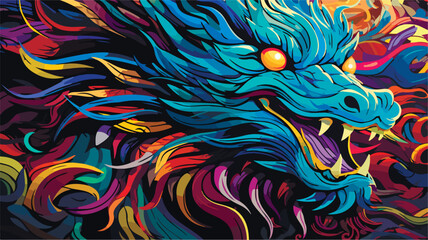 Wall Mural - Abstract beautiful colored Dragon vector patterns. Seamless Dragon pattern background.