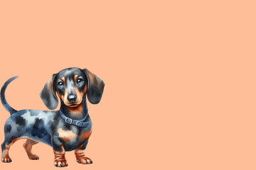 Wall Mural - dog cute watercolor peach Fuzz background 
