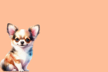 Wall Mural - dog cute watercolor peach Fuzz background 
