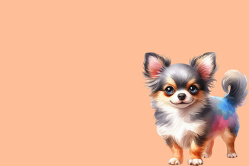 Wall Mural - dog cute watercolor peach Fuzz background 
