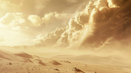 Canvas Print - Desert Sunset Sky with Clouds and Sand Dunes