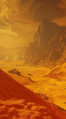 Canvas Print - Desert Sunset Dunes: A breathtaking landscape of sandy dunes under a fiery sunset sky