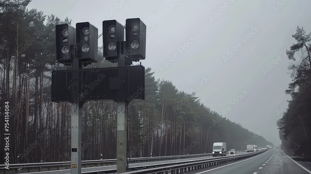 Speed limit camera. Advanced speed monitoring device, equipped to ...