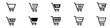 High resolution latest trendy shopping cart icon set. Black colour flat style outline icons.
