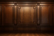 Luxury wood paneling background or texture. highly crafted classic traditional wood paneling, with a frame pattern, often seen in courtrooms, premium hotels, and law offices