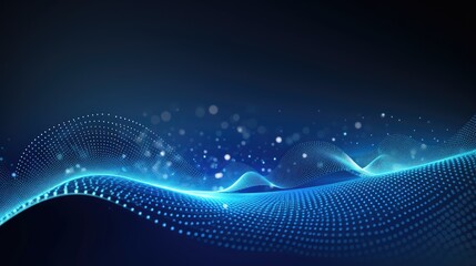 Wall Mural - Futuristic Blue Particle Wave Technology Background