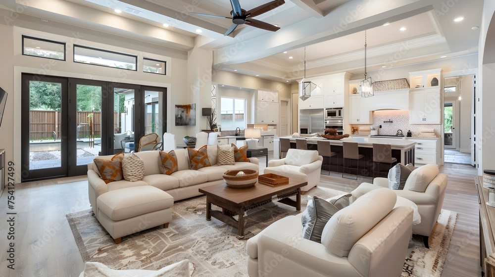 Expansive Open Plan Living Area and Sleek Kitchen in Modern Luxury Home ...
