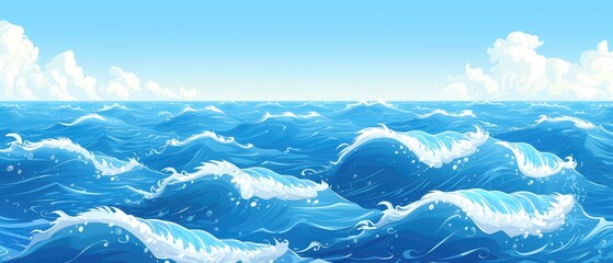 Wall Mural - Calm Ocean Waves with Clear Blue Sky