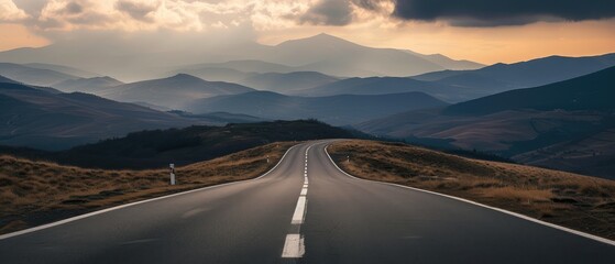 Canvas Print - Open Road Through Mountains at Twilight