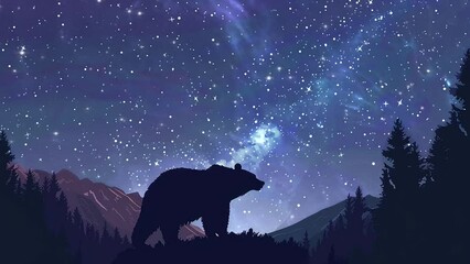 Wall Mural - background with a starry night sky constellation. seamless looping overlay 4k virtual video animatio