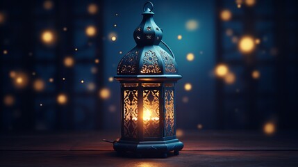 Wall Mural - Exquisite ornamental arabic lantern illuminated by a glowing candle: ideal for crafting festive greeting cards or invitations for ramadan kareem. Embrace the spirit of celebration and tradition.

