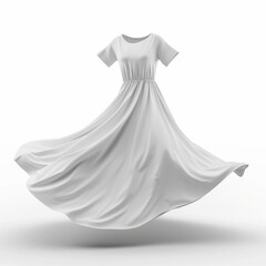 Wall Mural - a blank white mock u dress floating in the air , product mockup.