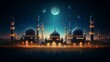 Vibrant ramadan kareem celebration with decorated mosque interior and glowing lanterns, symbolizing culture and faith, muslim holiday concept

