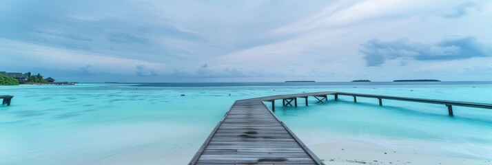 Sticker - Tranquil Dawn Over Wooden Pier in Maldives