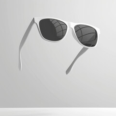 Poster - blank white mock up sunglasses floating in the air   , product mockup.