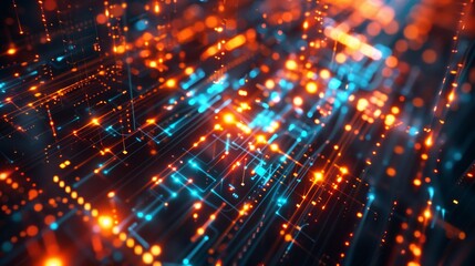 Wall Mural - 3d abstract modern technology background with neon and glowing backlights.