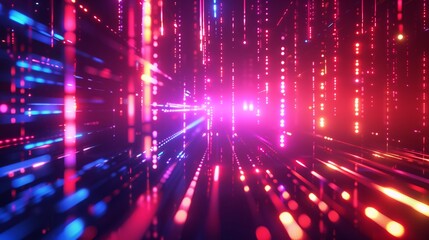 Wall Mural - 3d abstract modern technology background with neon and glow backlights.