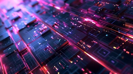 Wall Mural - 3d abstract modern technology background with neon and glow backlights.