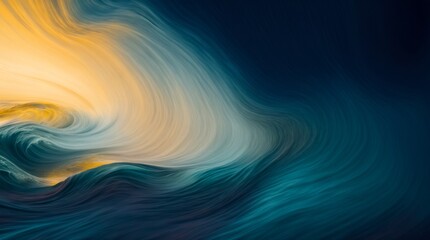Wall Mural - Abstract representation of peaceful ocean waves in graceful blue and gold 