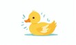Cute yellow duckling isolated on a white background. Simple flat illustration.