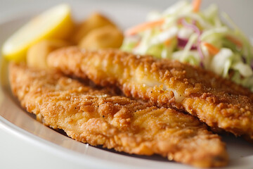 Poster - Delicious crispy catfish dinner plate