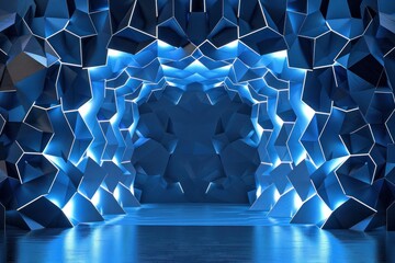 Wall Mural - abstract 3D glowing geometric elements background
