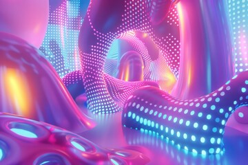 Wall Mural - abstract 3D glowing geometric elements background
