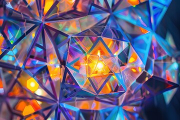 Wall Mural - abstract 3D glowing geometric elements background