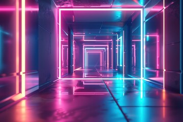 Wall Mural - abstract 3D glowing geometric elements background