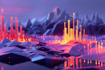 Wall Mural - abstract 3D glowing geometric elements background