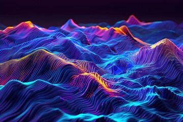 Wall Mural - abstract 3D glowing geometric elements background