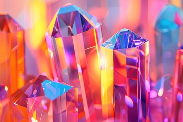 Wall Mural - abstract 3D glowing geometric elements background