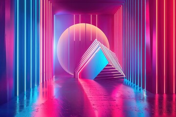 Wall Mural - abstract 3D glowing geometric elements background