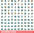 © ylivdesign - 100 energy icons set. Color line set of energy vector icons thin line color flat on white