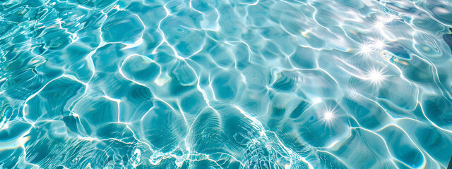 Crystal clear water top view background. Blue turquoise ripple