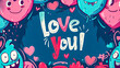 © edojob - Colorful love you greeting with cartoon balloons