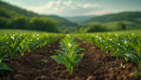 Fototapeta Młodzieżowe - Regenerative Agriculture. Cultivation of bio food. Fields, land, soil, planting