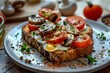 Plate of Vegetarian Breakfast With Eggs, Mushrooms, Tomatoes