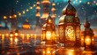 Eid Mubarak Brilliant Extravagance Web based Entertainment Post with Arabic Style Example