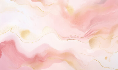 Wall Mural - Watercolor background of pale pink toned and gold splashes .