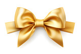 Fototapeta  - Golden ribbon bow isolated on white background