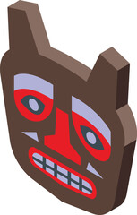 Wall Mural - Tropical mask totem icon isometric vector. Alaska native. Tribal animal