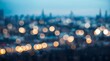 Bright city lights twinkle with twilight bokeh view 