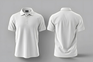 Wall Mural - Front and back white polo shirt mockup isolated