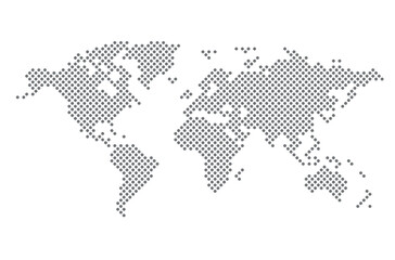world map - silhouette of the continents on planet earth with polka dot pattern, vector illustration