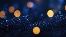 Deep Indigo Mesh With Bokeh Lights Creating An Enigmatic Atmosphere.