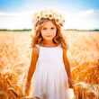 girl in a wheat field in summer. 