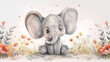 © Mahnoor - a cute baby elephant portrait or poster for baby nursery room and wall decor photos