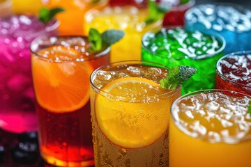 soft drink being poured into glass. tonic cocktails