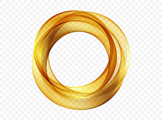 Wall Mural - abstract shiny golden wave design element in circle shape. frame wavy transparent.